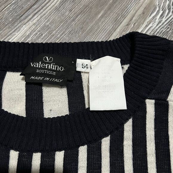 Valentino Boutique Italy Striped Knit Sweater 54 XL Wool Cotton - Picture 3 of 11